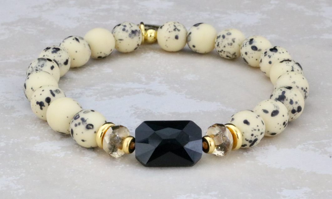 Black Crystal on Speckled Czech Glass