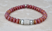 Load image into Gallery viewer, Pave Hexagon Rebecca on Berry Czech Rondelles
