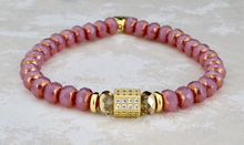 Load image into Gallery viewer, Pave Hexagon Rebecca on Berry Czech Rondelles
