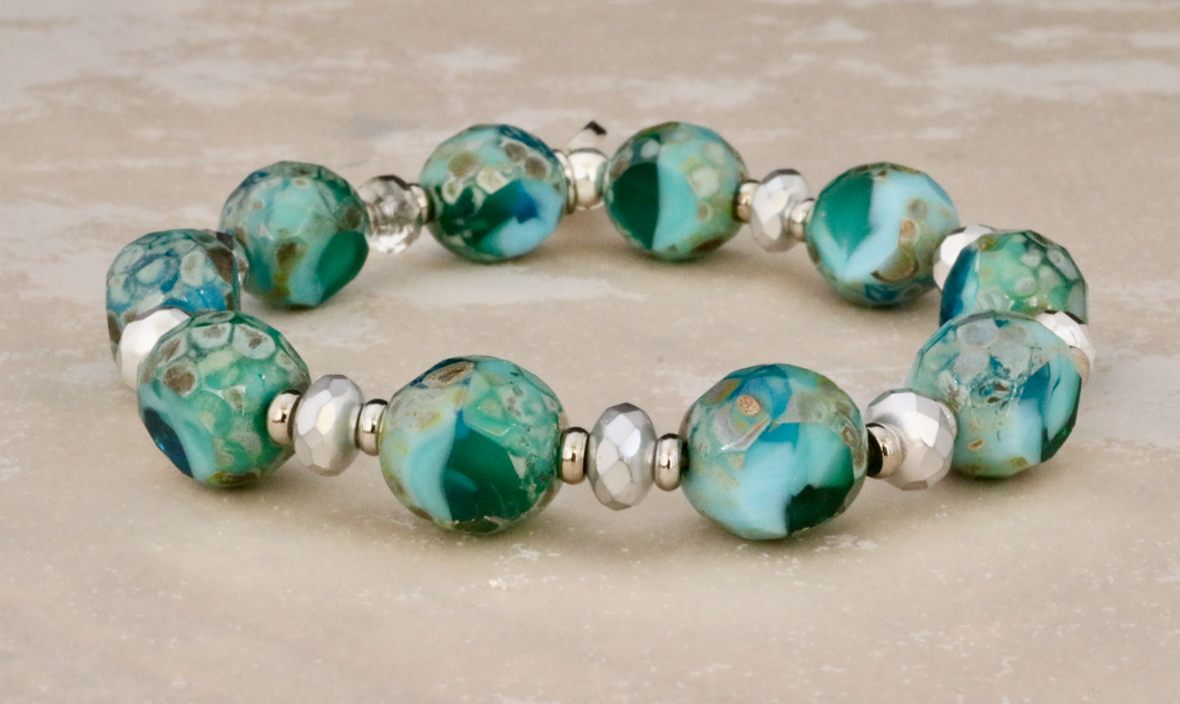 Flat Cut Czech Glass with Metallic Accents
