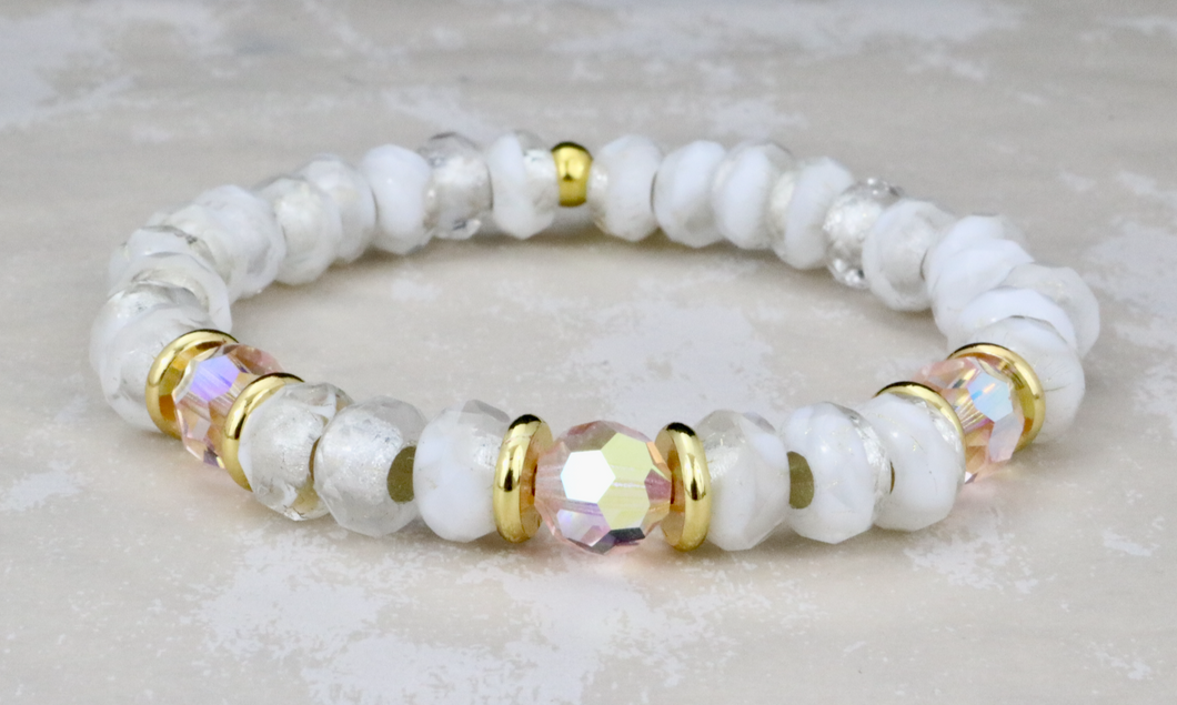 Venus Bracelet on White AB with Pink AB Crystals