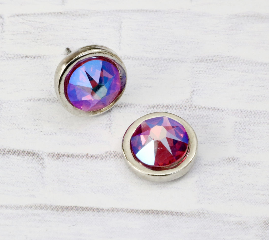 Petite Crystal Studs - Fuchsia Shimmer