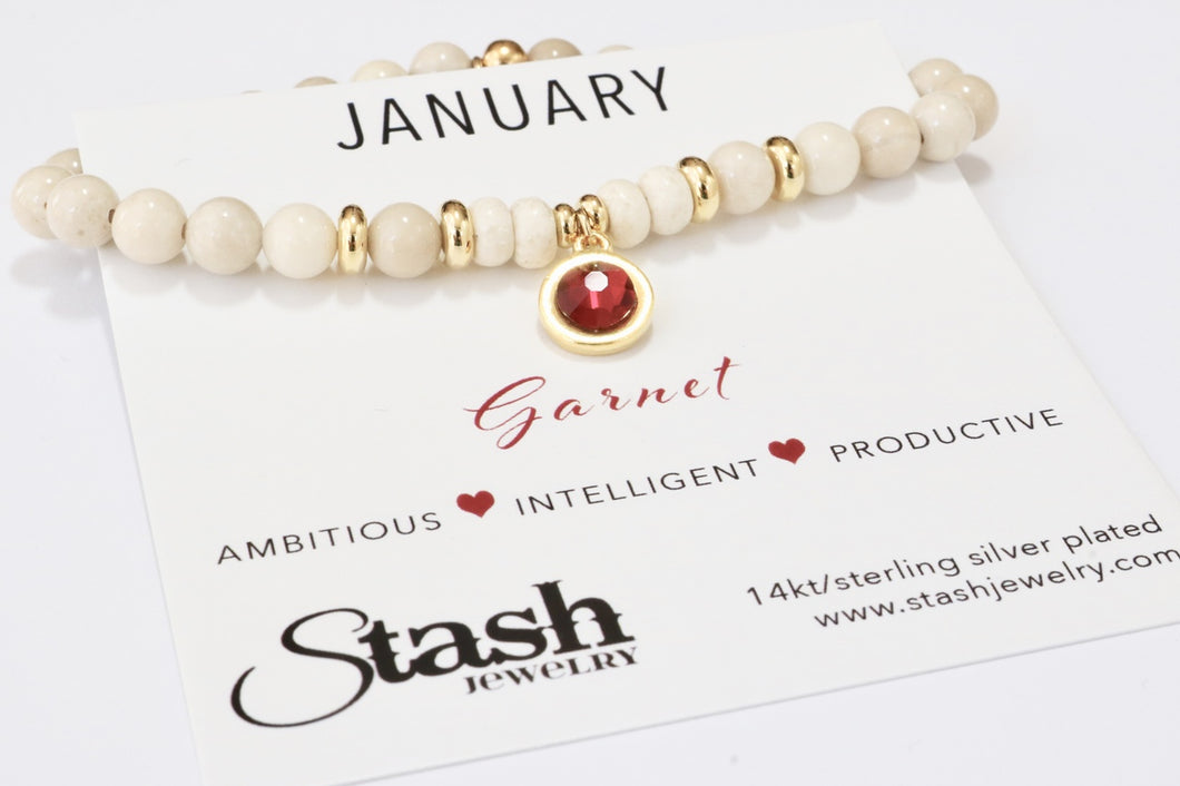 January Birthstone Bracelet - Garnet