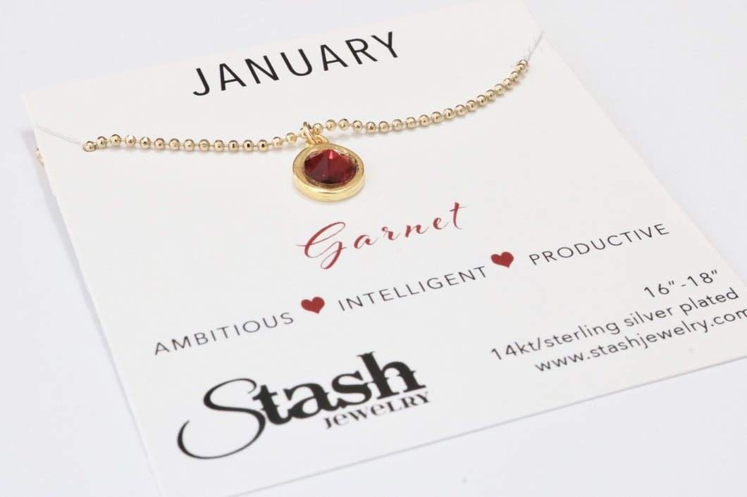 January Birthstone Necklace - Garnet