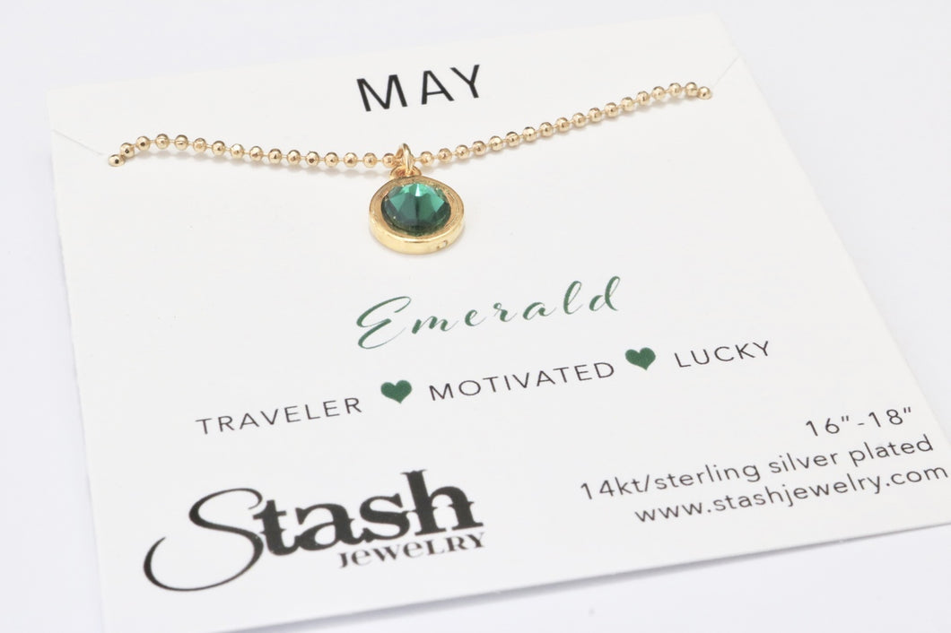 May Birthstone Necklace - Emerald