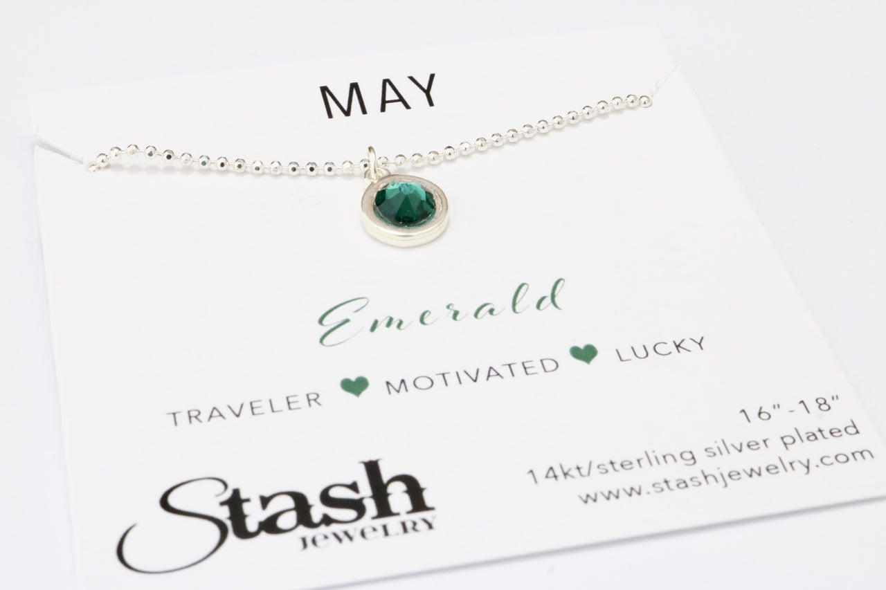 May Birthstone Necklace Emerald