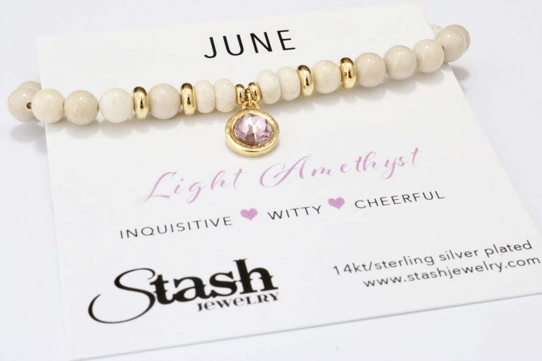 June Birthstone Bracelet - Light Amethyst
