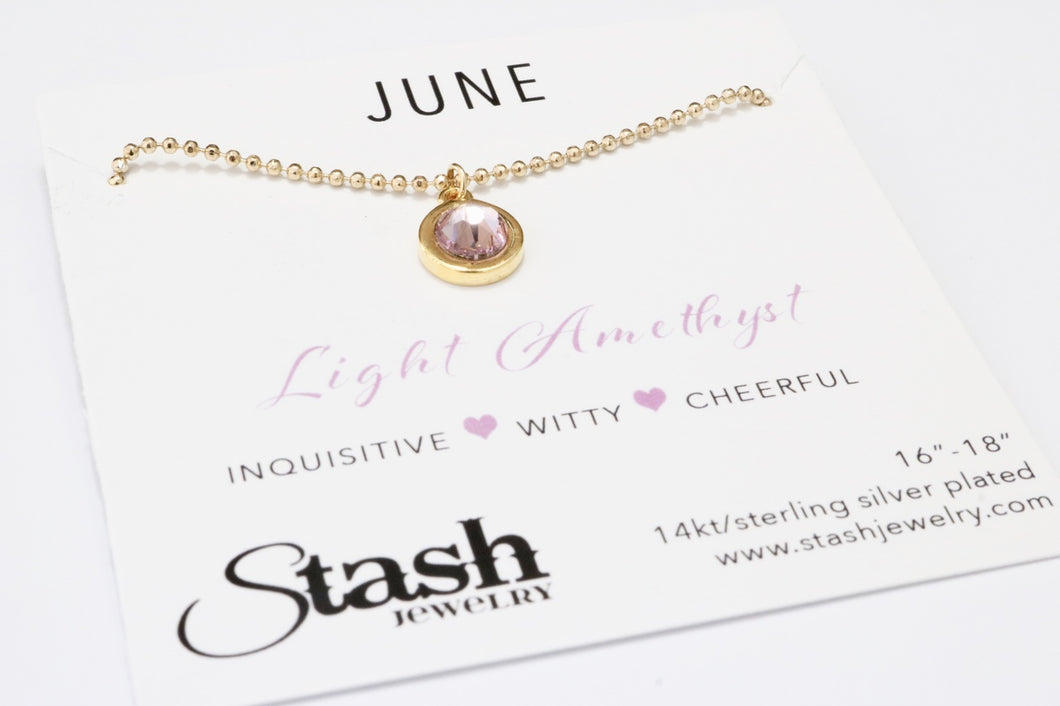 June Birthstone Necklace - Light Amethyst