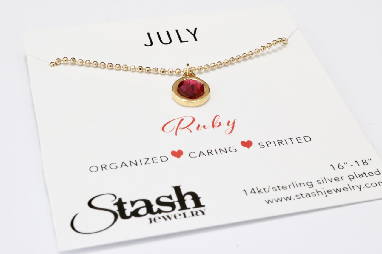 July Birthstone Necklace Ruby