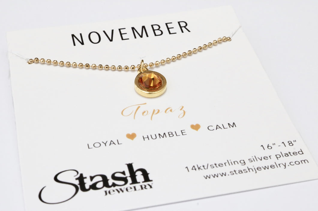November Birthstone Necklace - Topaz